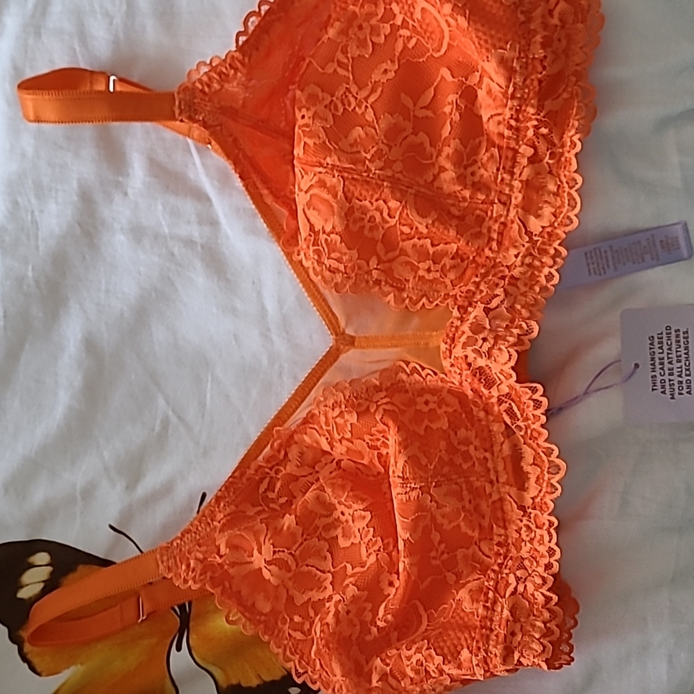 Savage X Fenty orange bralette nwt and panty set